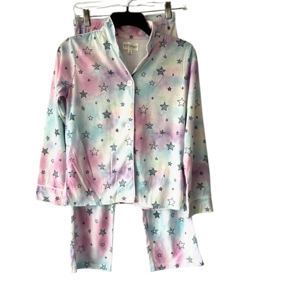 NWOT P.J. Salvage Kids Pink Blue Yellow Star Light Star Bright Pajamas SZ 10 - Picture 1 of 12